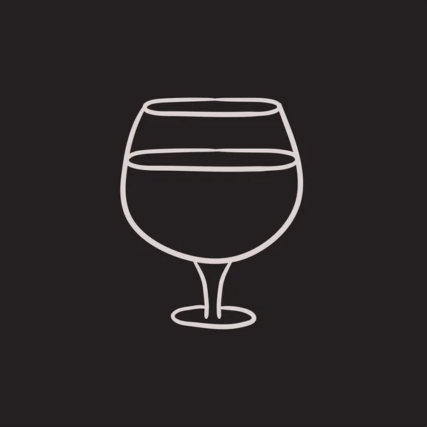 Glas Wein Sketch-Ikone. — Stockvektor