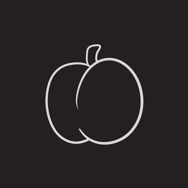 Prune avec icône croquis feuille . — Image vectorielle