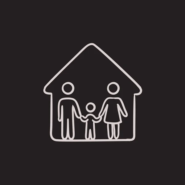 Familjens hus skiss ikon. — Stock vektor