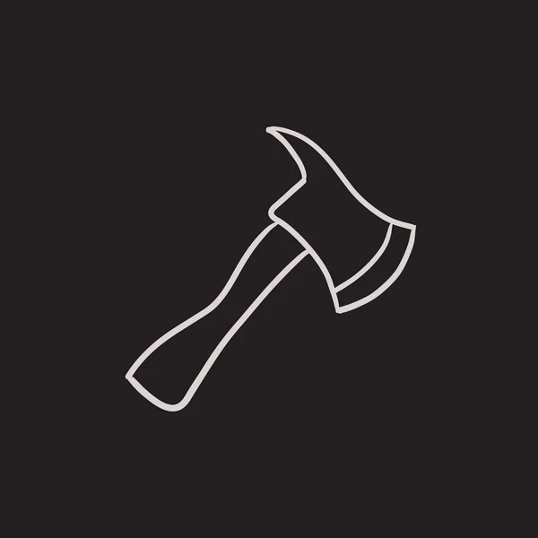 Fire axe sketch icon. — Stock Vector