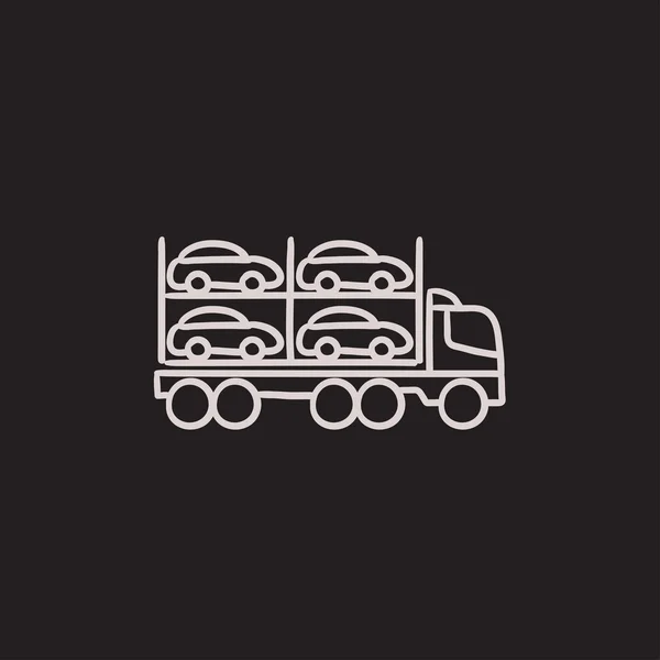 Car carrier sketch icon. — Stock Vector