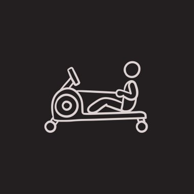 Spor salonu kroki simgesinde egzersiz adam.