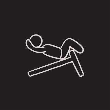 Incline bench kroki simgesini egzersizi yapan erkek.