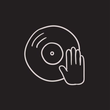 Dj el ile disk simgesi kroki.