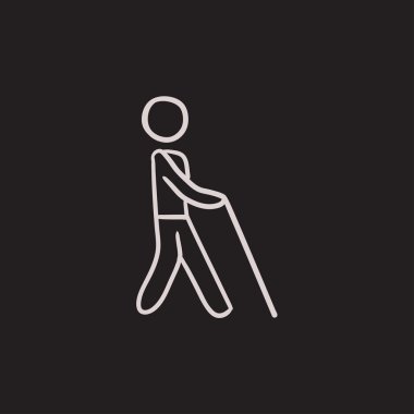 Sopa kroki simgesi ile kör adam.