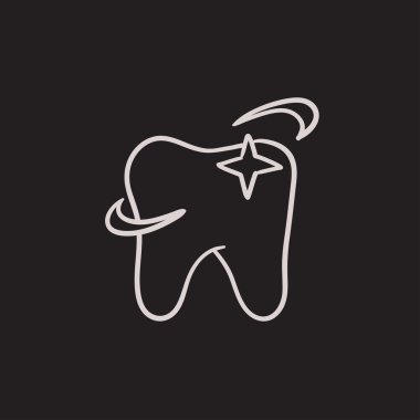 Parlayan diş kroki simgesi.