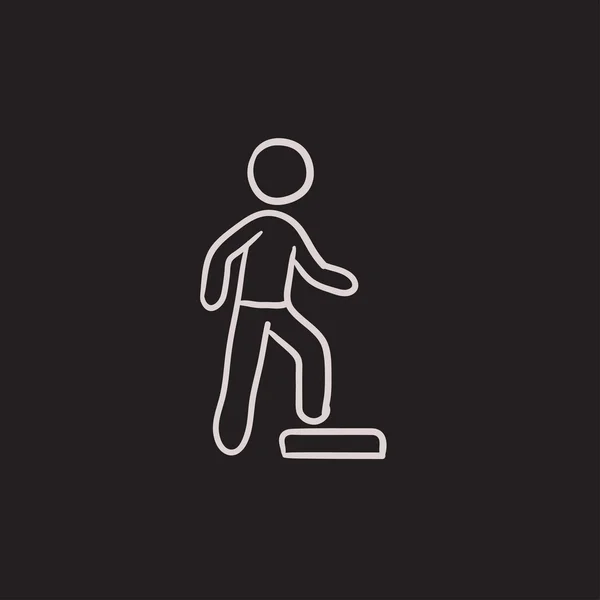 Hombre haciendo ejercicio paso bosquejo icono . — Vector de stock