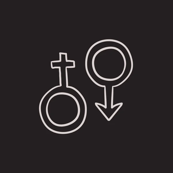 Male and female symbol sketch icon. — Stock Vector