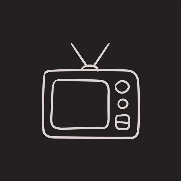 Retro icono de boceto de televisión . — Archivo Imágenes Vectoriales