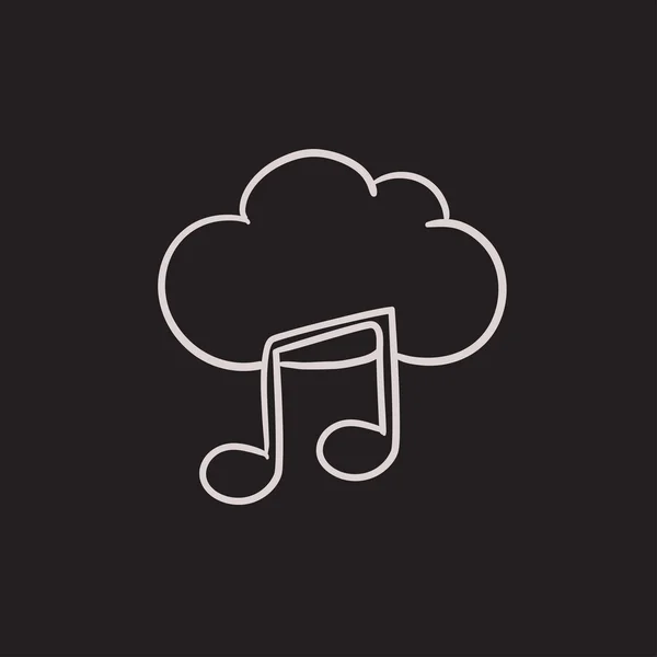 Icône de croquis de musique Cloud . — Image vectorielle