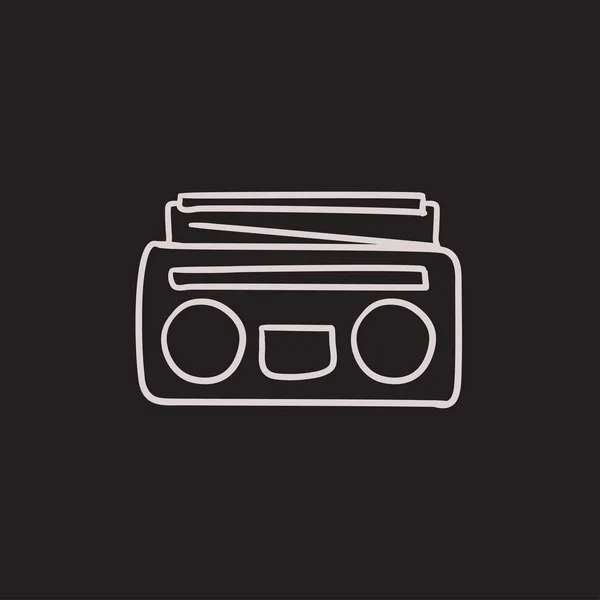 Radio lecteur de cassette icône de croquis . — Image vectorielle
