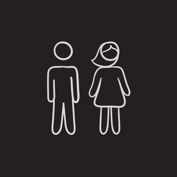 Icono de boceto de pareja . — Vector de stock