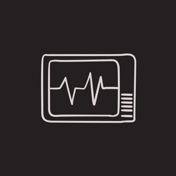 Icona dello schizzo del monitor cardiaco . — Vettoriale Stock