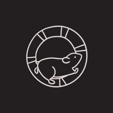 Tekerlek kroki simgesinde çalışan hamster.