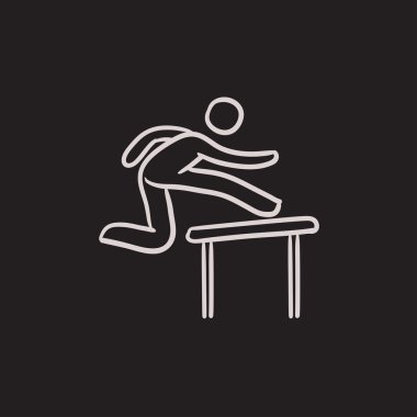 Bariyer kroki simgesinin üzerinde koşan adam.