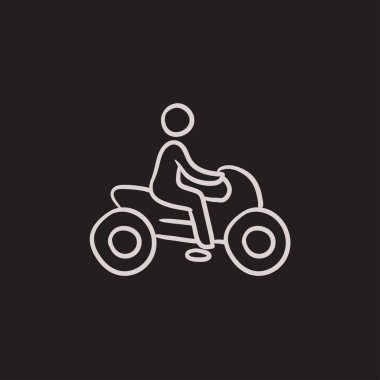 Adam sürme motosiklet kroki simgesi.