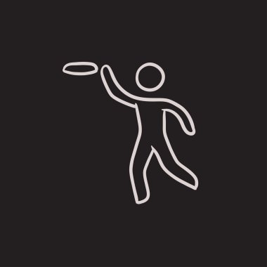 Uçan disk kroki simgesi olan adam.