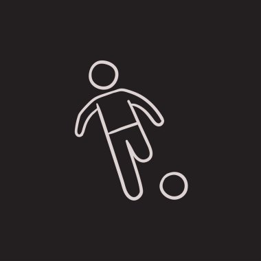 Futbol oyuncusu topu kroki simgesiyle.