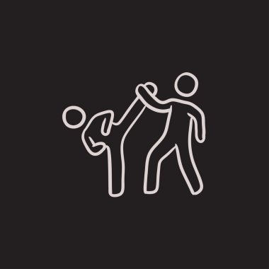 Karate savaşçıları kroki simgesi.