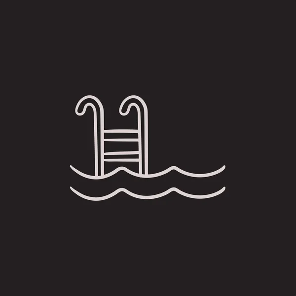 Schwimmbad mit Leiterskizze-Symbol. — Stockvektor