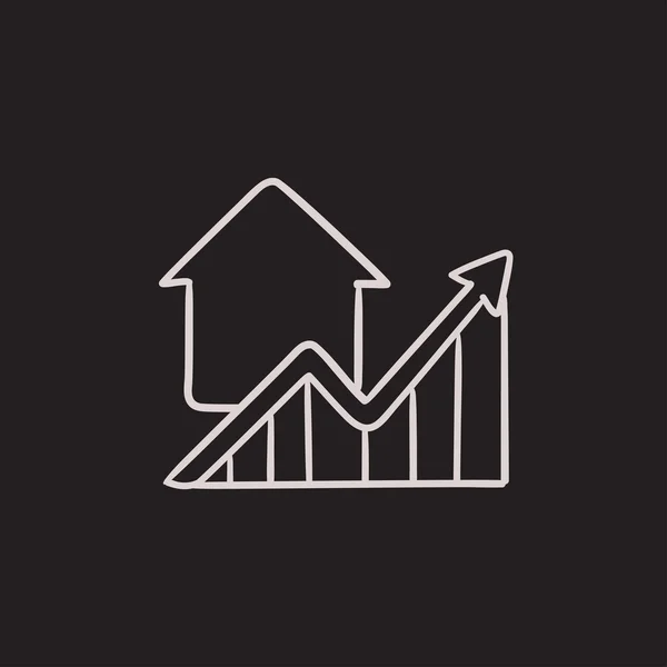 Grafik der Immobilienpreise Wachstum Skizze Symbol. — Stockvektor