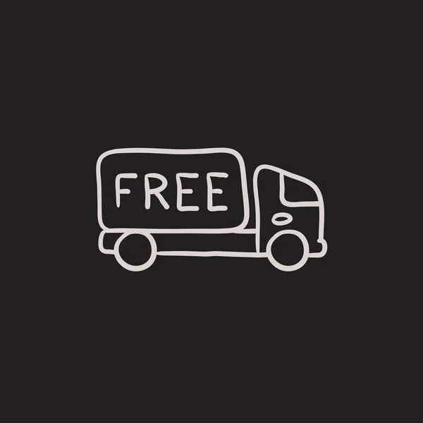 Ícone de esboço de caminhão de entrega gratuita . — Vetor de Stock