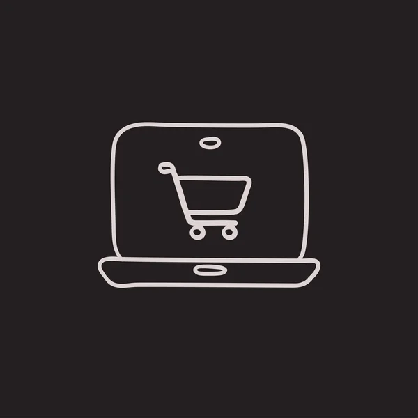 Icona dello schizzo dello shopping online . — Vettoriale Stock