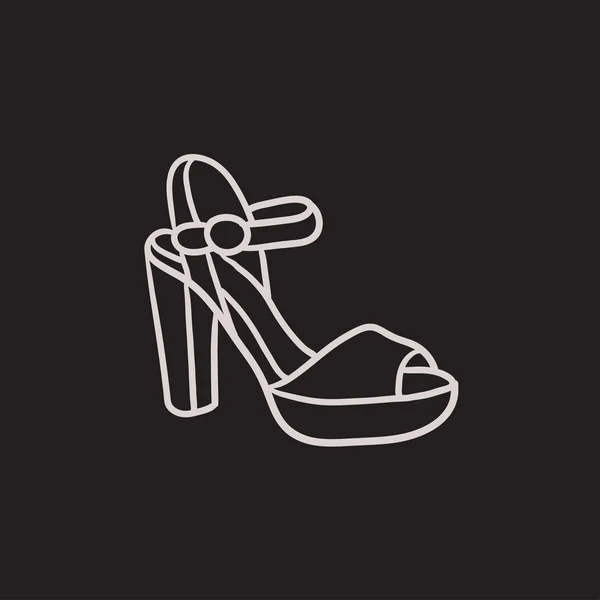 Icône de croquis sandale à talons hauts . — Image vectorielle