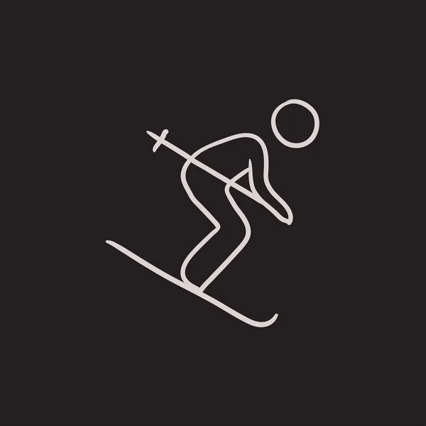 Downhill skiing sketch icon. — Stock Vector