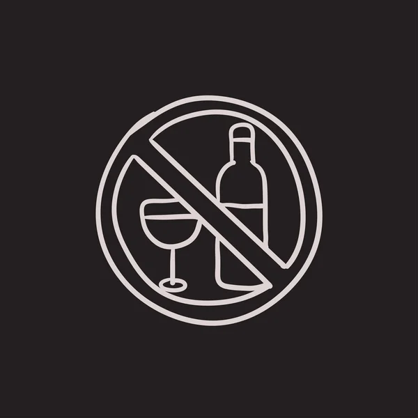 No alcohol sign sketch icon. — Stock Vector