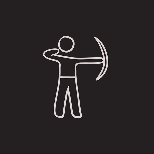 Formation Archer avec icône de croquis arc . — Image vectorielle