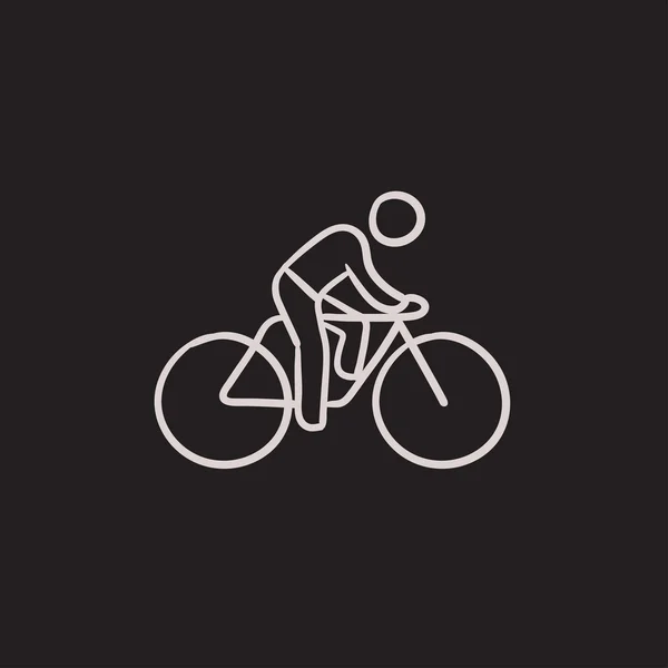Man riding  bike sketch icon. — Stock Vector