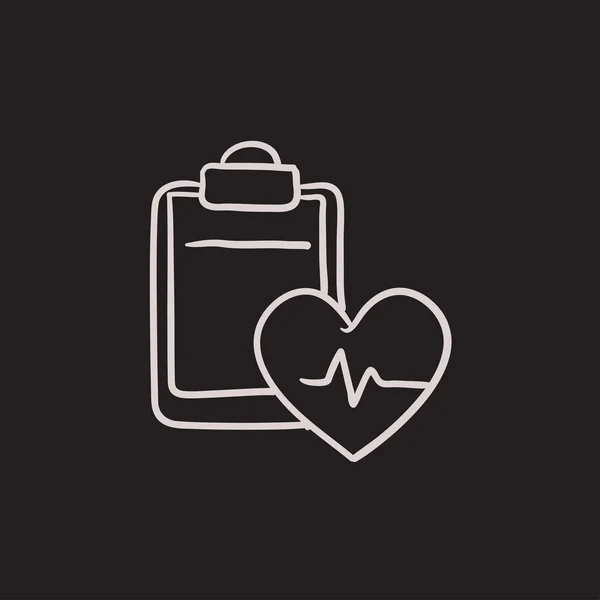 Icono de boceto de registro Heartbeat . — Vector de stock