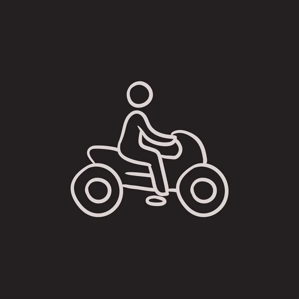 Muž na koni motocyklu skica ikona. — Stockový vektor