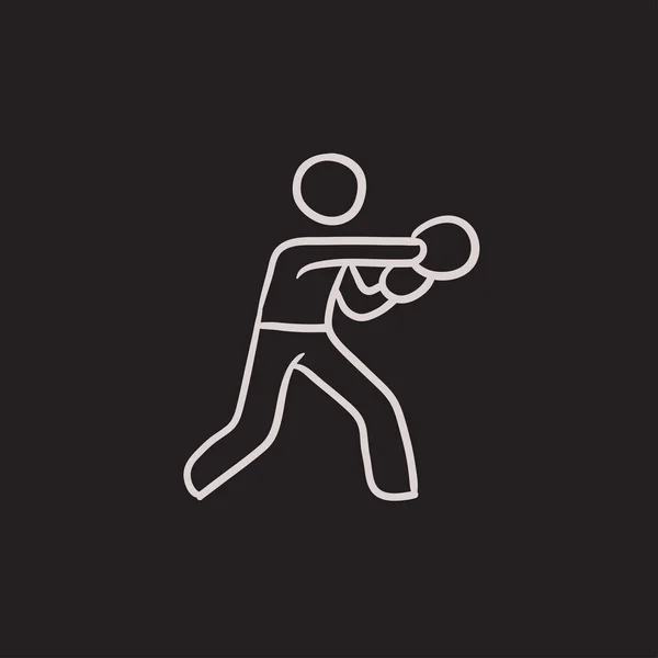 Icône de croquis boxer masculin . — Image vectorielle