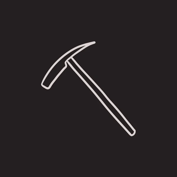Ice pickaxe sketch icon. — Stock Vector
