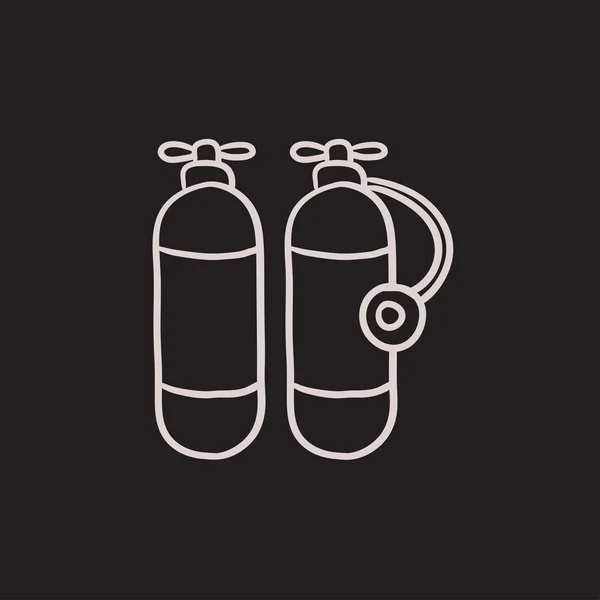 Oxygen tank sketch icon. — Stock Vector