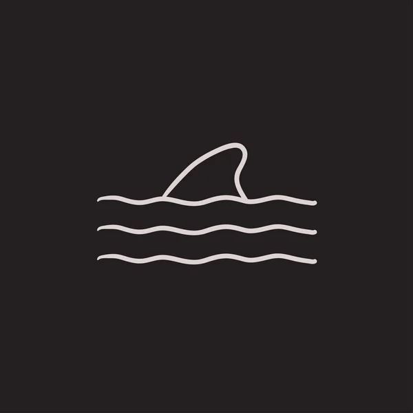 Dorsal shark fin above water sketch icon. — Stock Vector