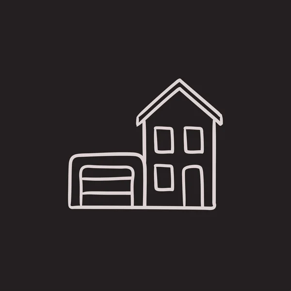 House with garage sketch icon. — Stock Illustration House with garage sketch icon. Stock Illustration