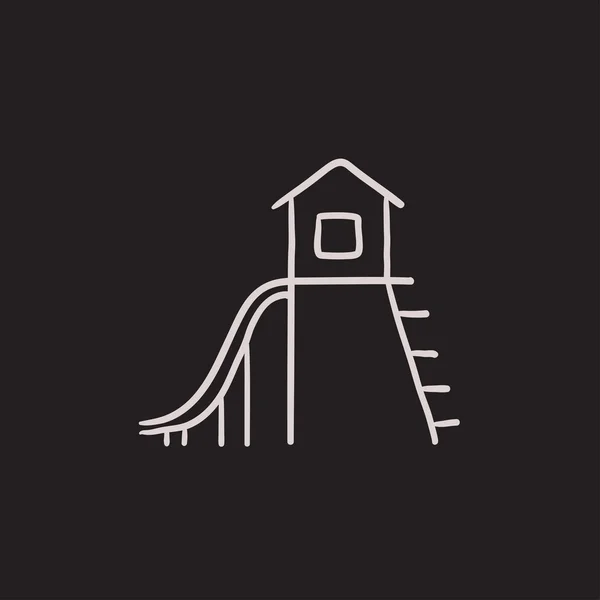 Playhouse with slide sketch icon. — Stock Illustration Playhouse with slide sketch icon. Stock Illustration
