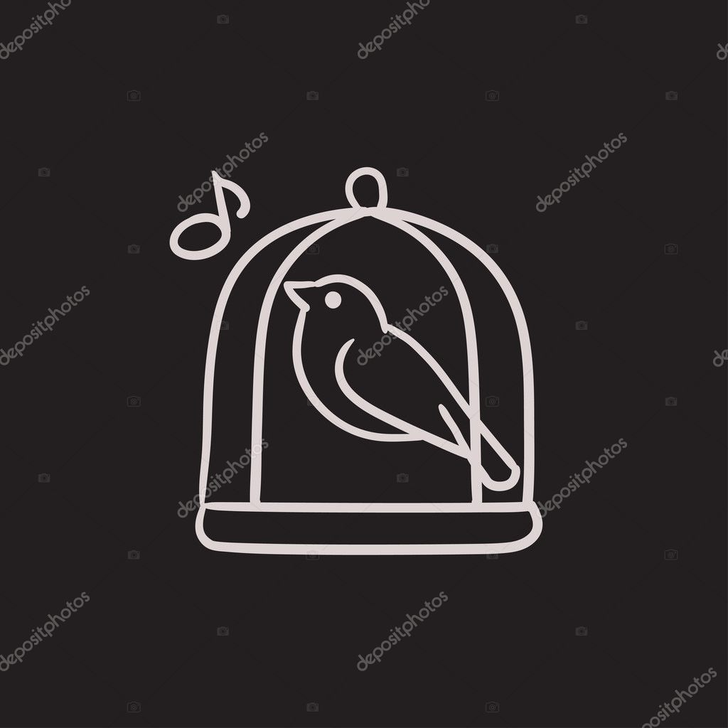 Птица Поет В Клетке. Векторное Изображение ©VisualGeneration.