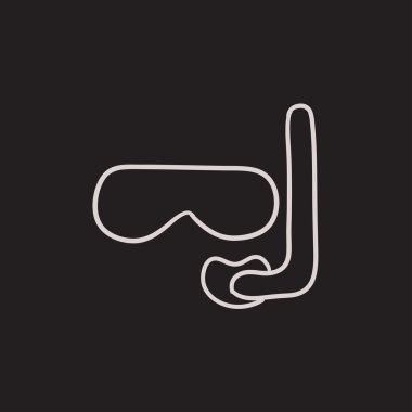 Maske ve şnorkel kroki simgesi.