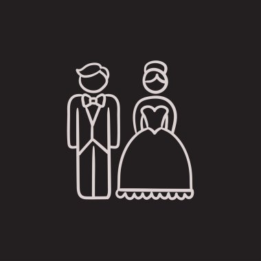 Gelin ve damat kroki simgesi.