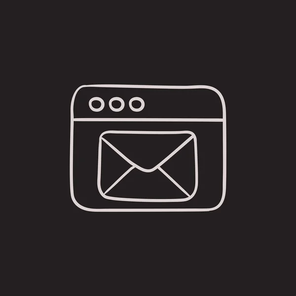 Fenêtre de navigateur avec icône de croquis de courrier électronique . — Image vectorielle