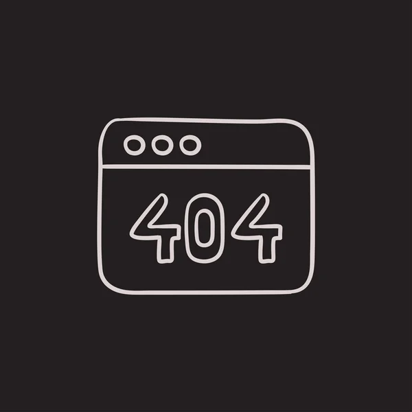 Webbläsarfönster med 404 fel skiss ikon. — Stock vektor