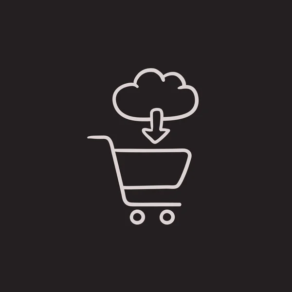 Icono de boceto de compras online . — Vector de stock