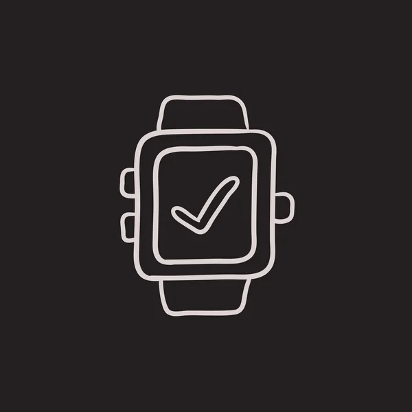 Smartwatch onay işareti kroki simgesiyle. — Stok Vektör