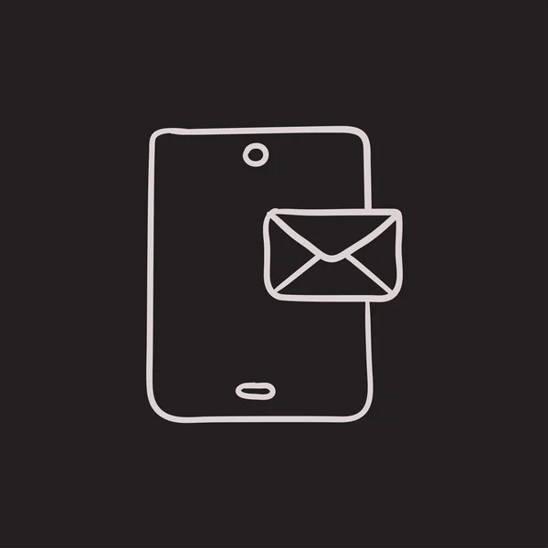 Tableta digital con icono de boceto de mensaje . — Vector de stock