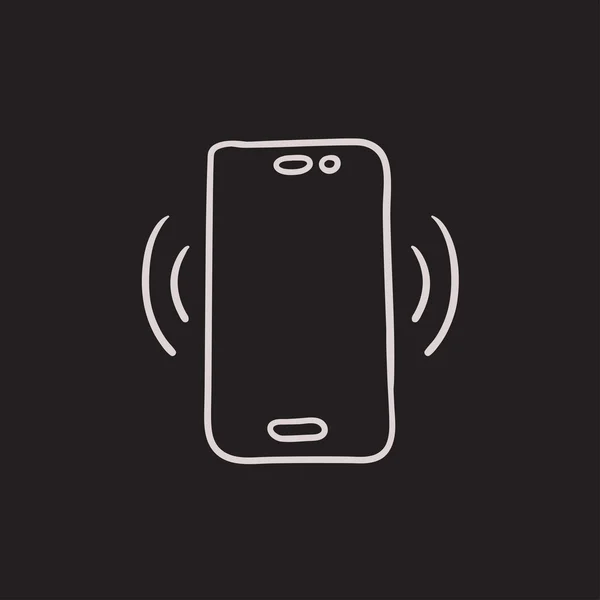 Vibrerande telefon skiss ikon. — Stock vektor