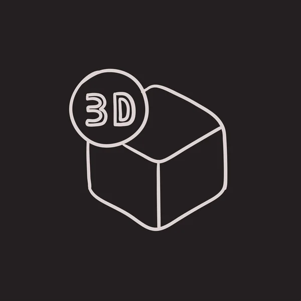 Three D box sketch icon. — Stock Vector